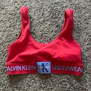 Red Calvin Klein sports bra
